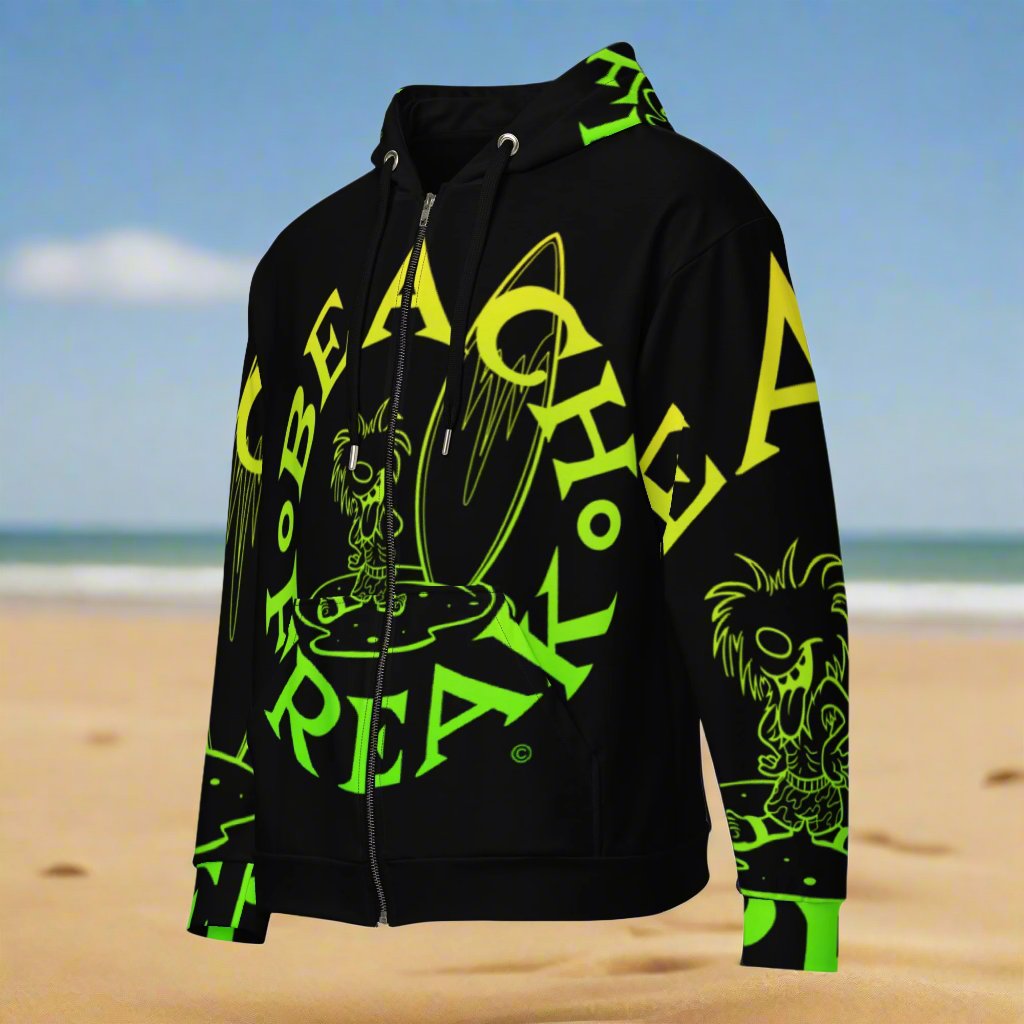 LIME 'N' YELLOW BEACH FREAK© SPLASH'D© ZIP-UP HOODIE