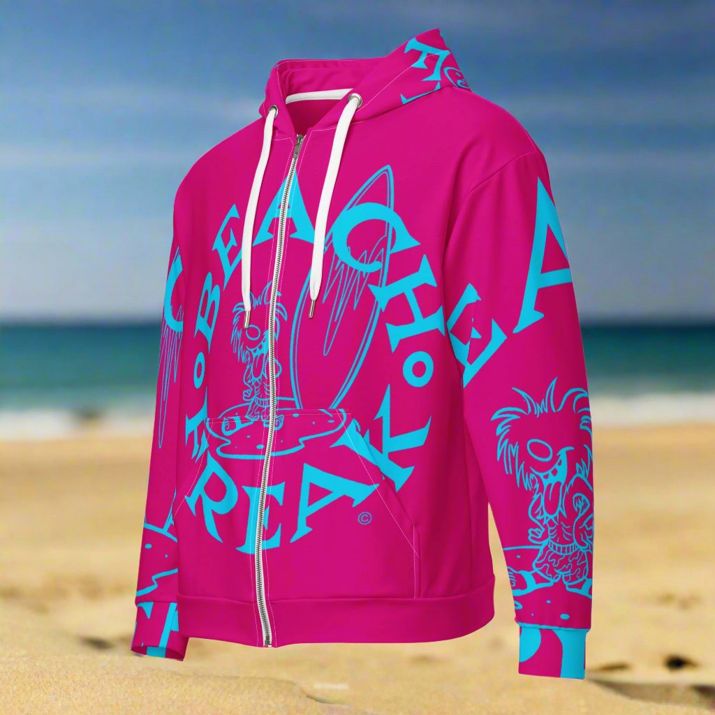 NEON BLUE BEACH FREAK© SPLASH'D© ZIP-UP HOODIE