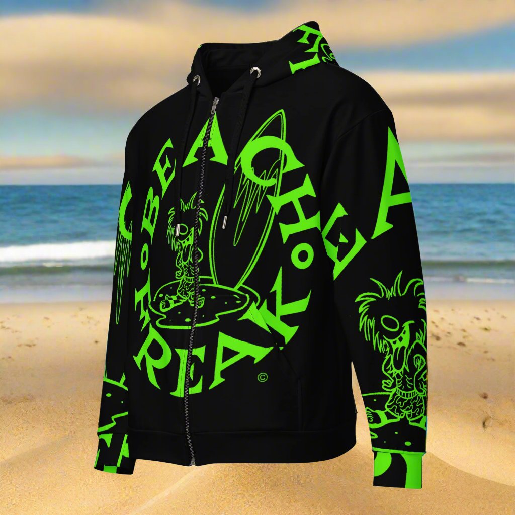 LIME BEACH FREAK© SPLASH'D© ZIP-UP HOODIE