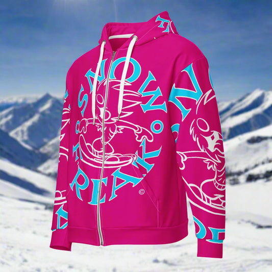 NEON BLUE & WHITE SNOW FREAK© SPLASH'D© ZIP-UP HOODIE