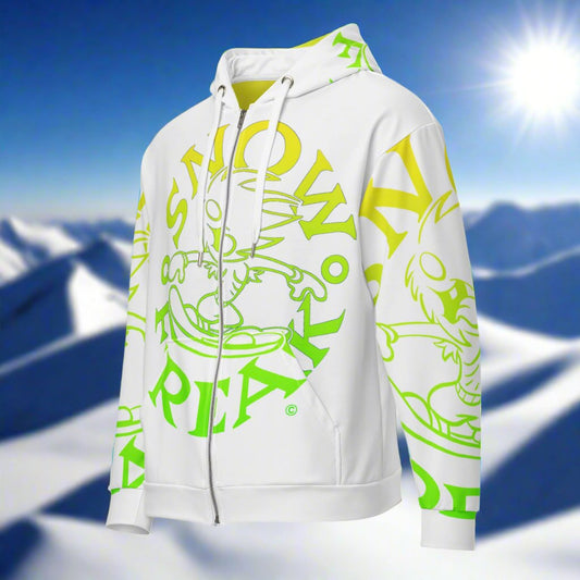 LIME & YELLOW SNOW FREAK© SPLASH'D© ZIP-UP HOODIE
