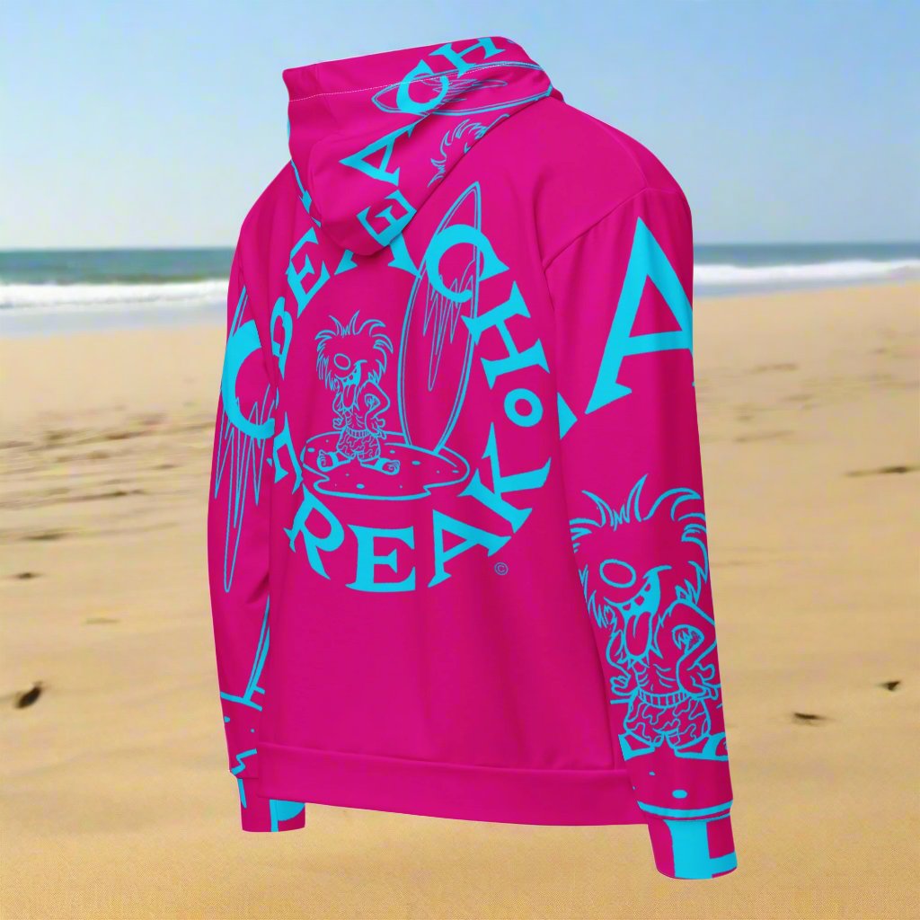 NEON BLUE BEACH FREAK© SPLASH'D© ZIP-UP HOODIE