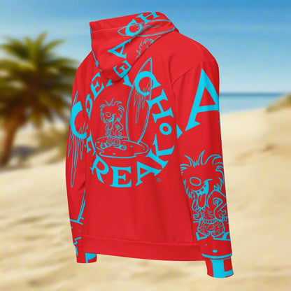 NEON BLUE BEACH FREAK© SPLASH'D© ZIP-UP HOODIE