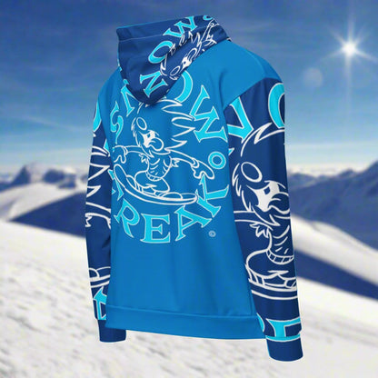 NEON BLUE & WHITE SNOW FREAK© SPLASH'D© ZIP-UP HOODIE