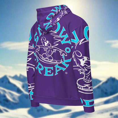 NEON BLUE & WHITE SNOW FREAK© SPLASH'D© ZIP-UP HOODIE