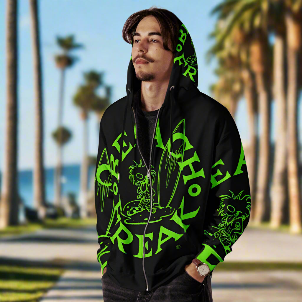 LIME BEACH FREAK© SPLASH'D© ZIP-UP HOODIE