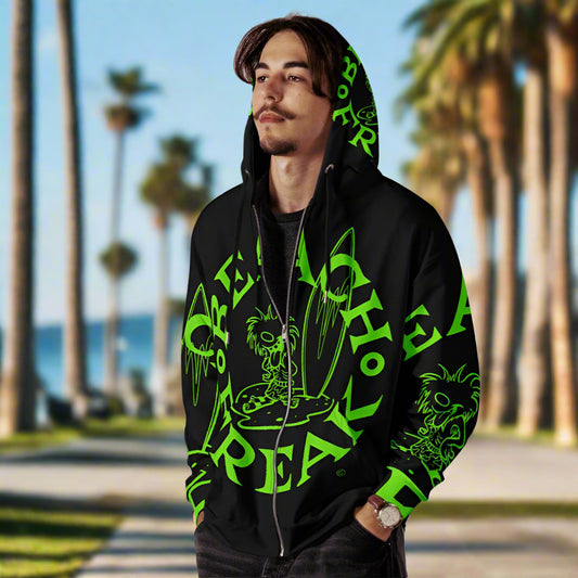 LIME BEACH FREAK© SPLASH'D© ZIP-UP HOODIE